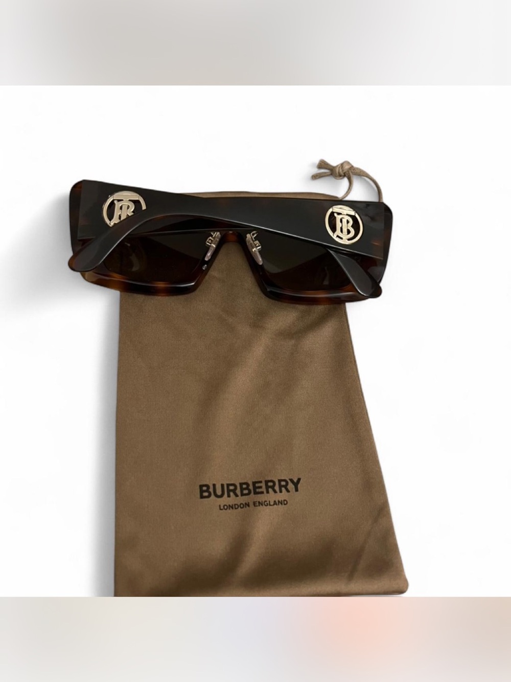 Burberry Tortoiseshell Brown Square Sunglasses with Logo - Picture 8 of 12